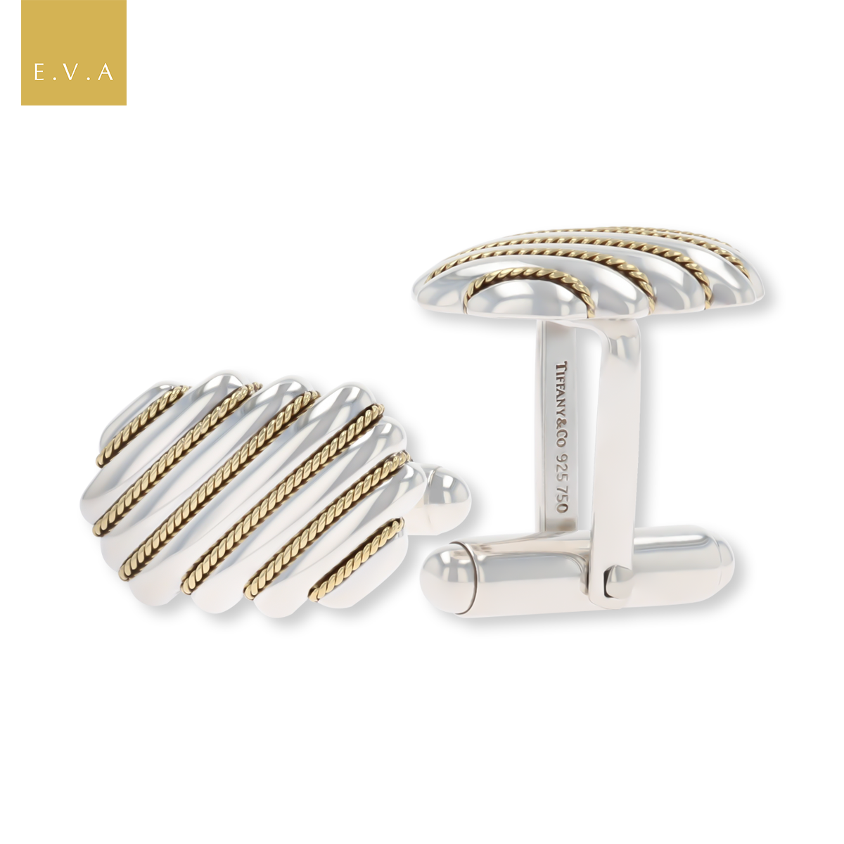 Tiffany & Co. Sterling Silver & 18ct Yellow Gold Cufflinks