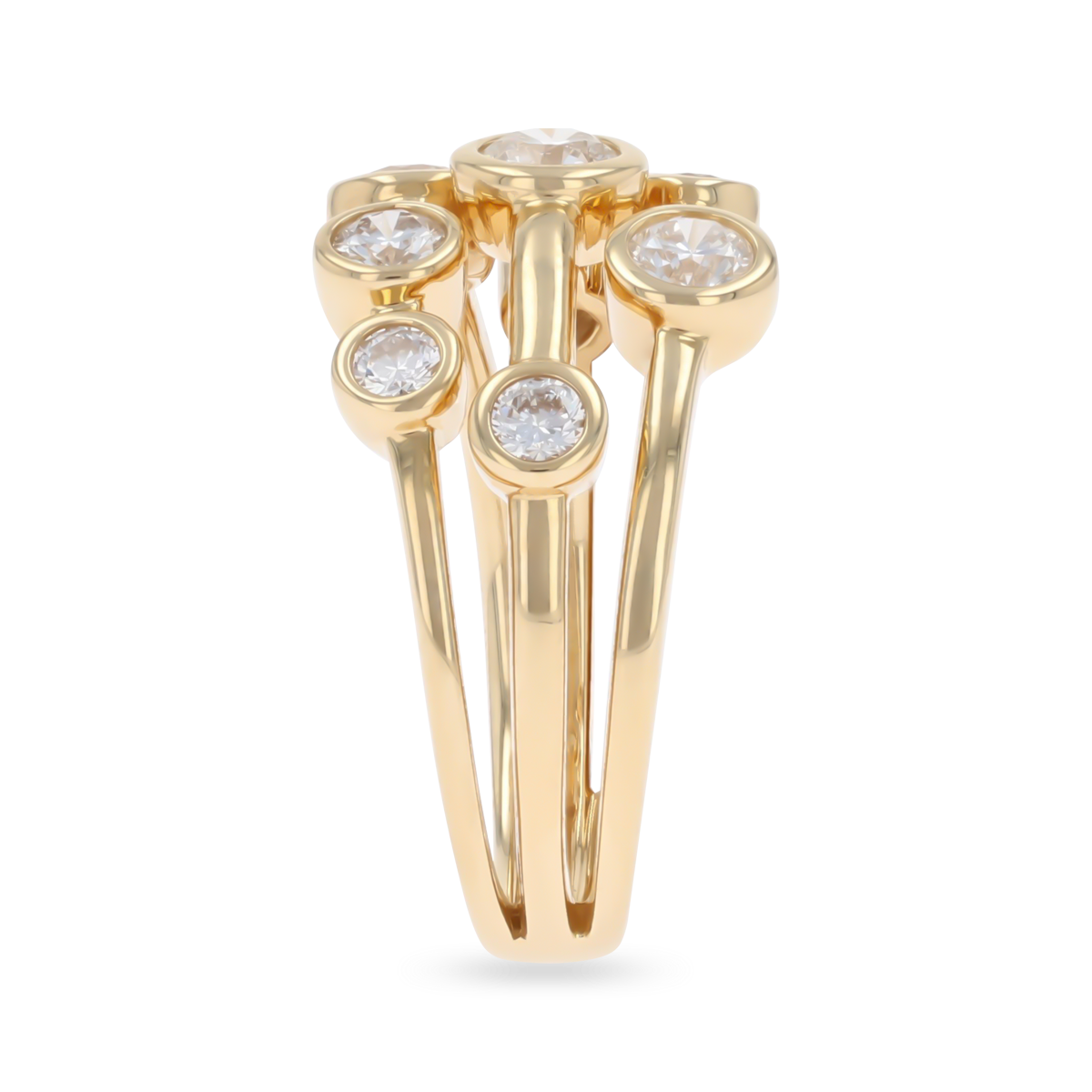 18ct Yellow Gold Three Strand 1.00cts Diamond Bubble Ring
