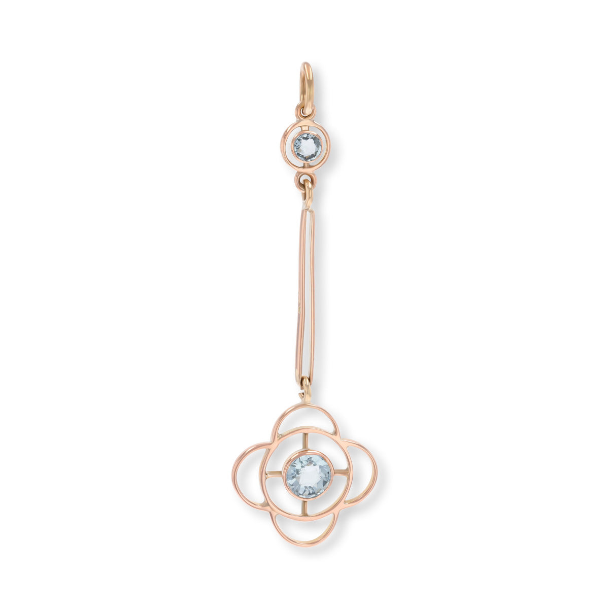 9ct Rose Gold Aquamarine Openwork Drop Pendant