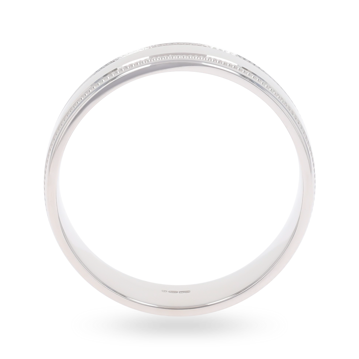 9ct White Gold Mille-Grain Edge Polished Wedding Band