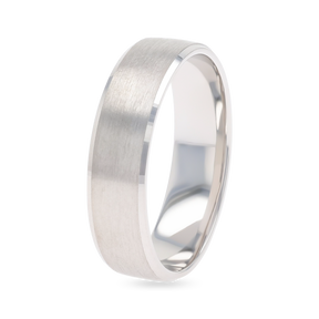 9ct White Gold Bevelled Edge Brushed Wedding Band