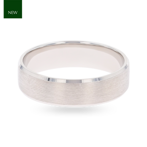 9ct White Gold Bevelled Edge Brushed Wedding Band