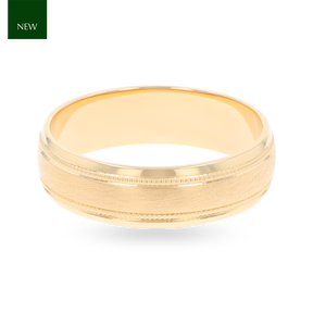 9ct Yellow Gold Mille-Grain Edge Blasted Wedding Band