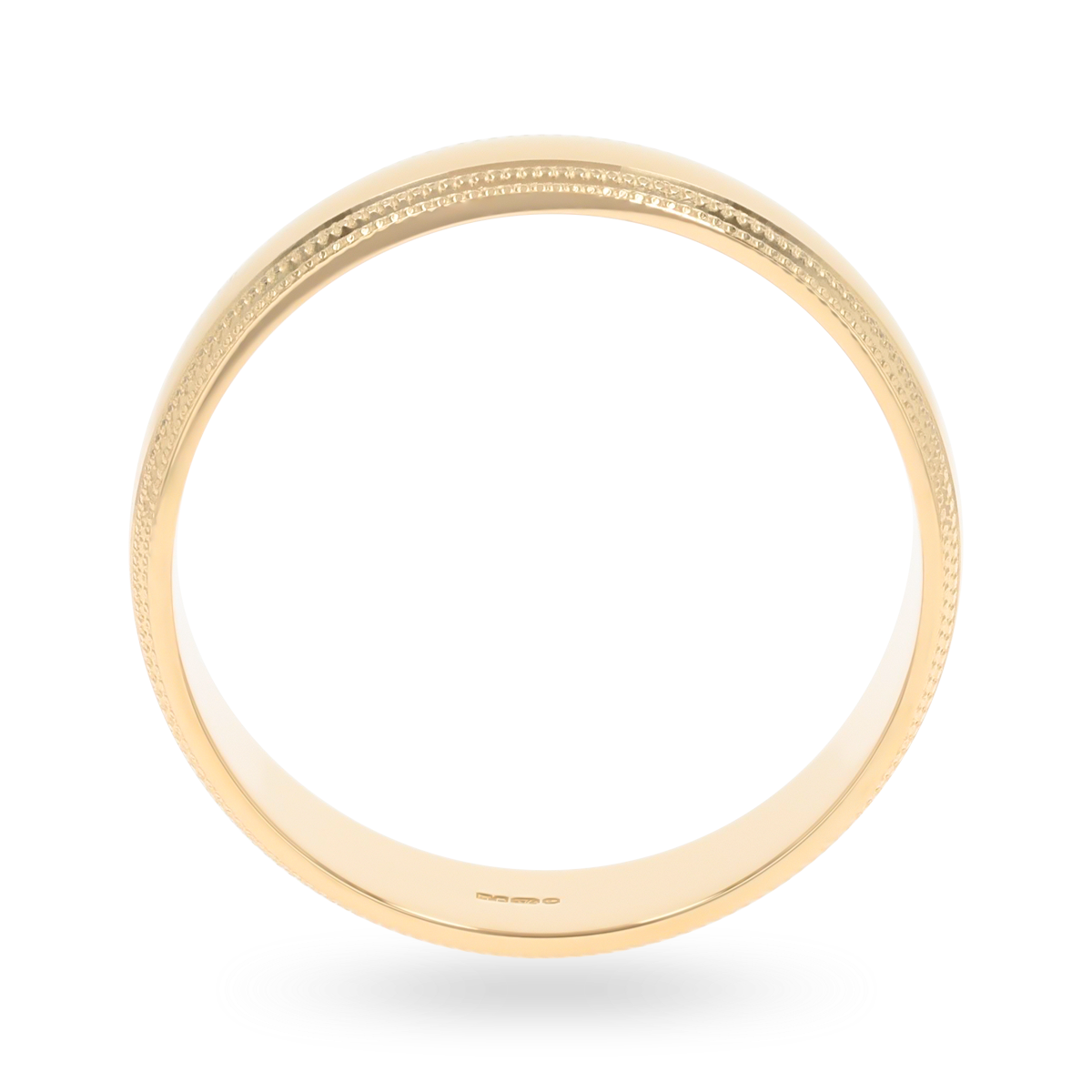 9ct Yellow Gold Double Mille-Grain Edge Polished Wedding Band