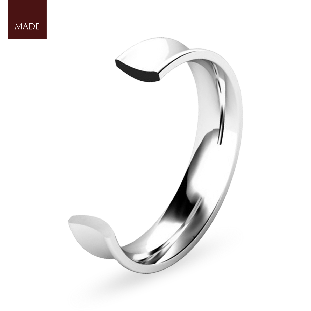 Concave Court Wedding Band - Profile