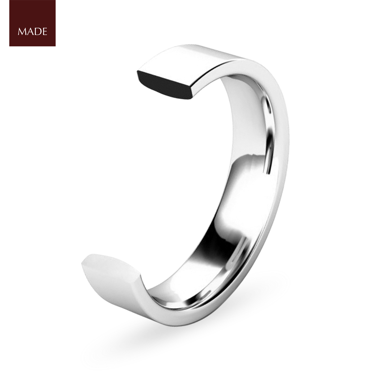 Edged Flat Court Wedding Band - Profile