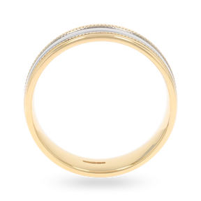 9ct Two Colour Gold Mille-Grain Edge Polished Wedding Band