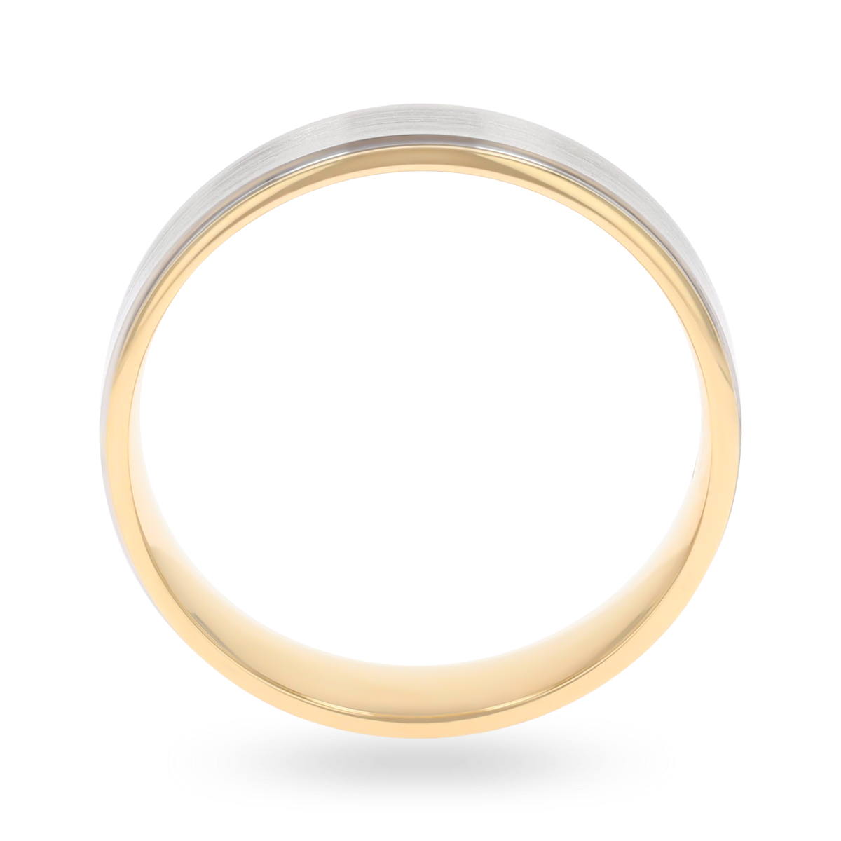 9ct Two Colour Gold Polished Edge Matt Wedding Band