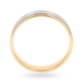 9ct Two Colour Gold Polished Edge Matt Wedding Band