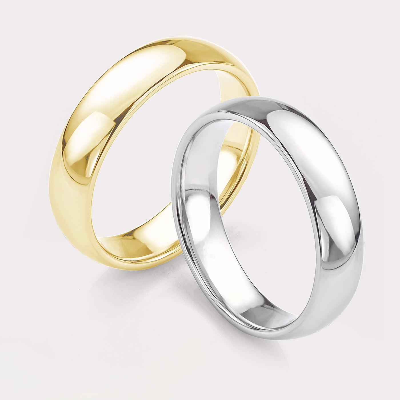 Wedding Bands in Yellow and White Metal.