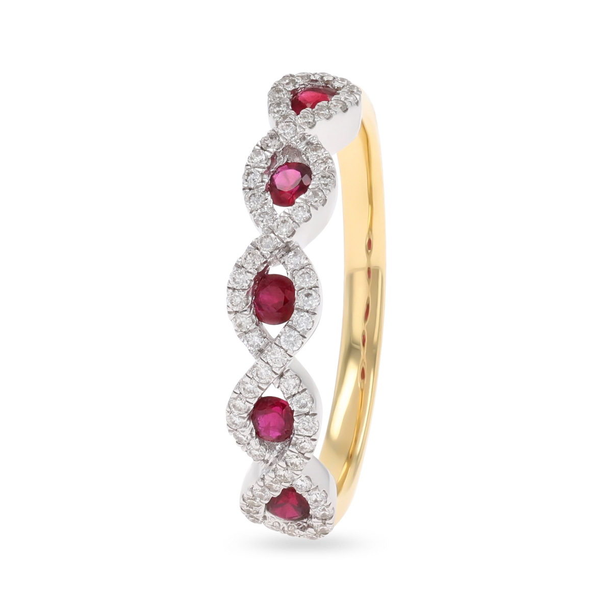 18ct Yellow Gold Ruby & Diamond Infinity Ring