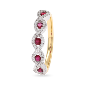 18ct Yellow Gold Ruby & Diamond Infinity Ring