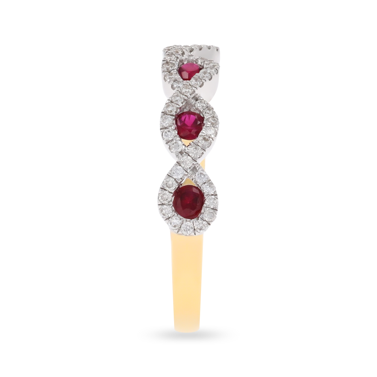 18ct Yellow Gold Ruby & Diamond Infinity Ring