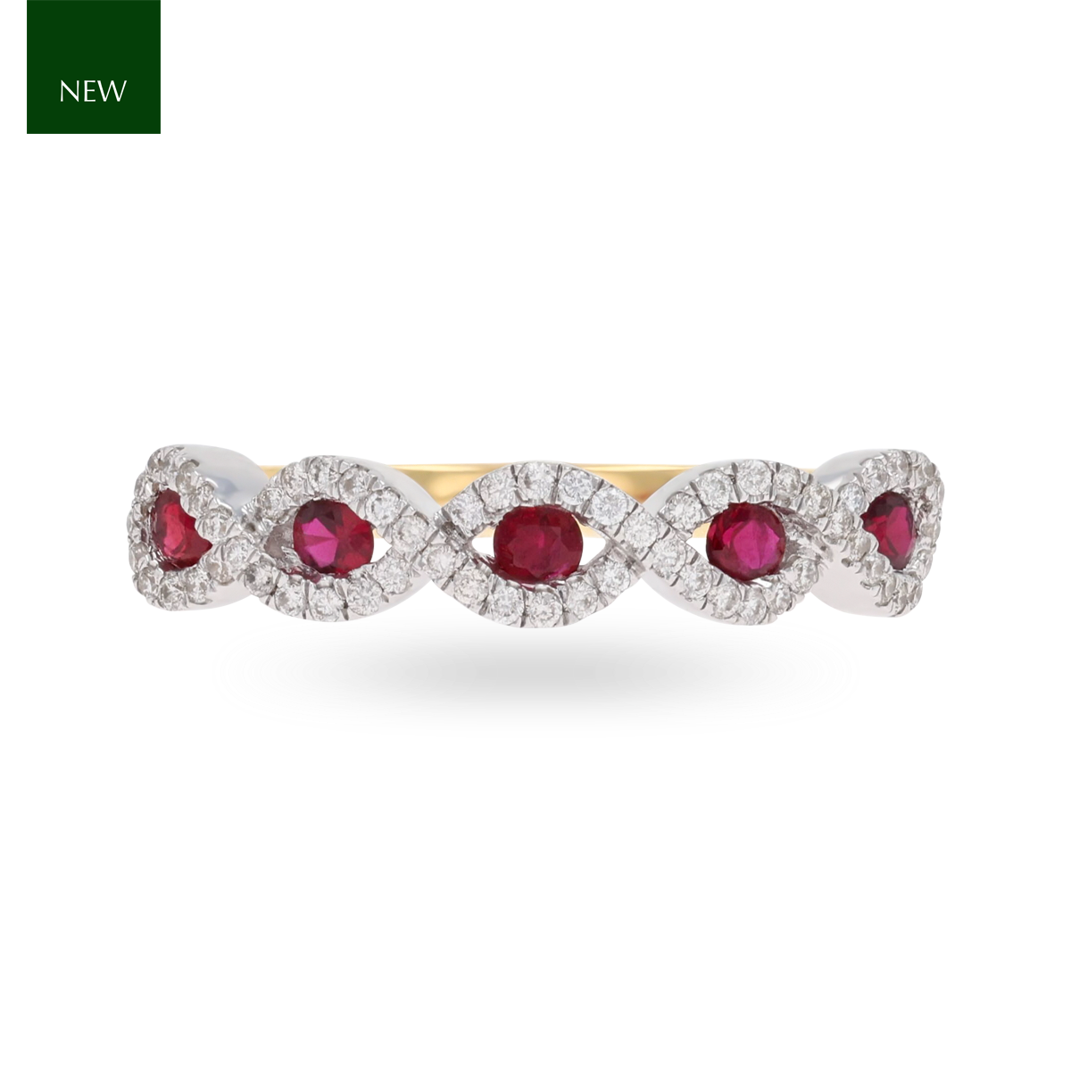 18ct Yellow Gold Ruby & Diamond Infinity Ring