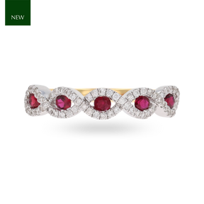 18ct Yellow Gold Ruby & Diamond Infinity Ring