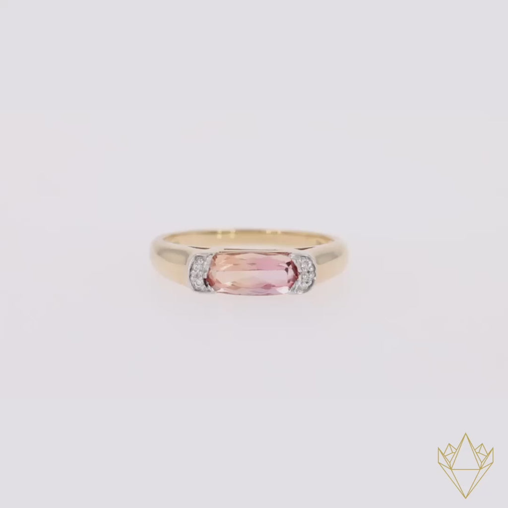 18ct Yellow Gold Imperial Topaz & Diamond Ring - 360 Video