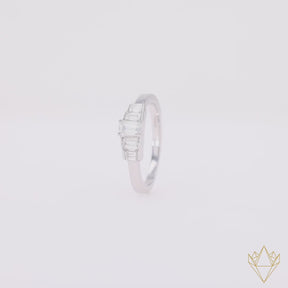 18ct White Gold Graduated 0.75cts Emerald Cut Diamond Eternity Ring - 360 Video