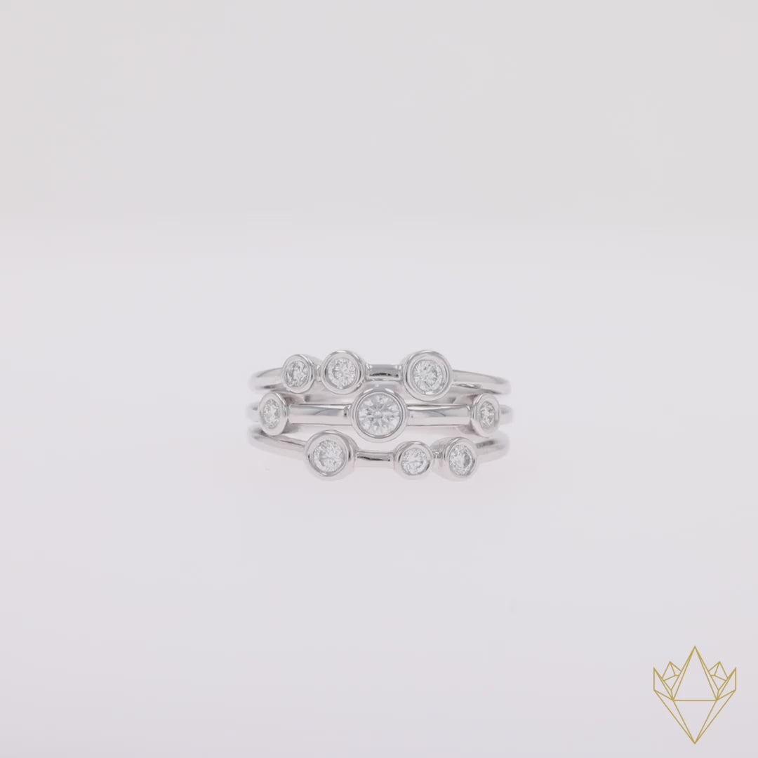 Platinum Three Strand 0.49ct Diamond Bubble Ring - 360 Video