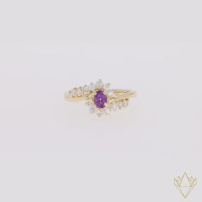 18ct Yellow Gold Amethyst & Diamond Twist Ring - 360 Video