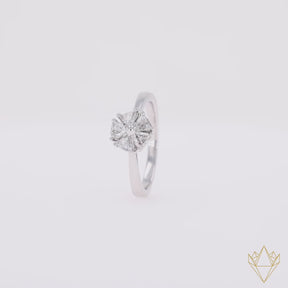 18ct White Gold Trilliant Cut 0.65ct Diamond Flower Ring - 360 Video