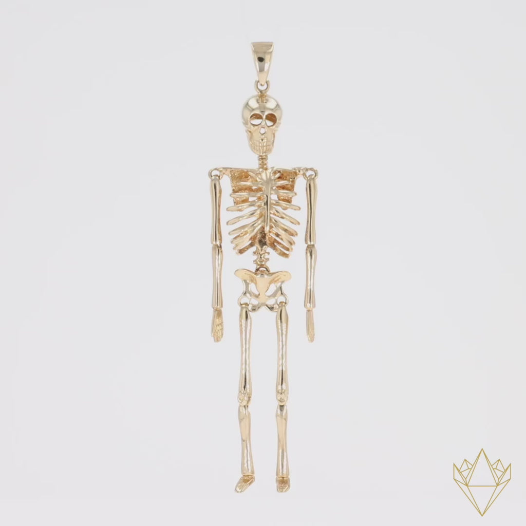 9ct Yellow Gold Moveable Skeleton Pendant - 360 Video