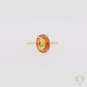 14ct Yellow Gold Oval Cut Citrine Solitaire Ring - Video