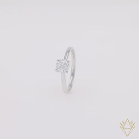 9ct White Gold 0.70ct Round Cut Lab Grown Diamond Solitaire Ring - 360 Video