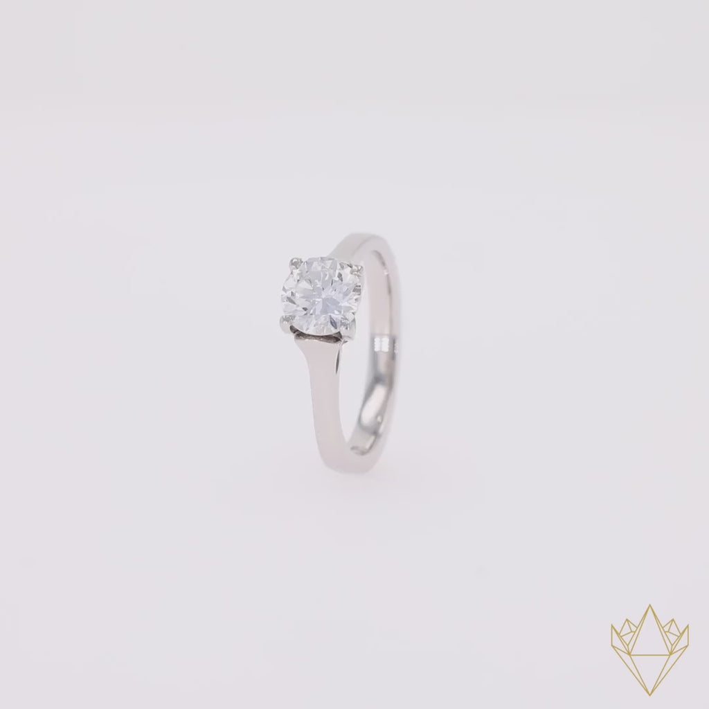 Platinum Round Brilliant Cut Diamond 1.00ct Solitaire Ring - 360 Video