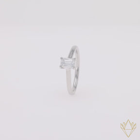 360 Video Platinum Emerald Cut Diamond Solitaire 0.65ct Ring