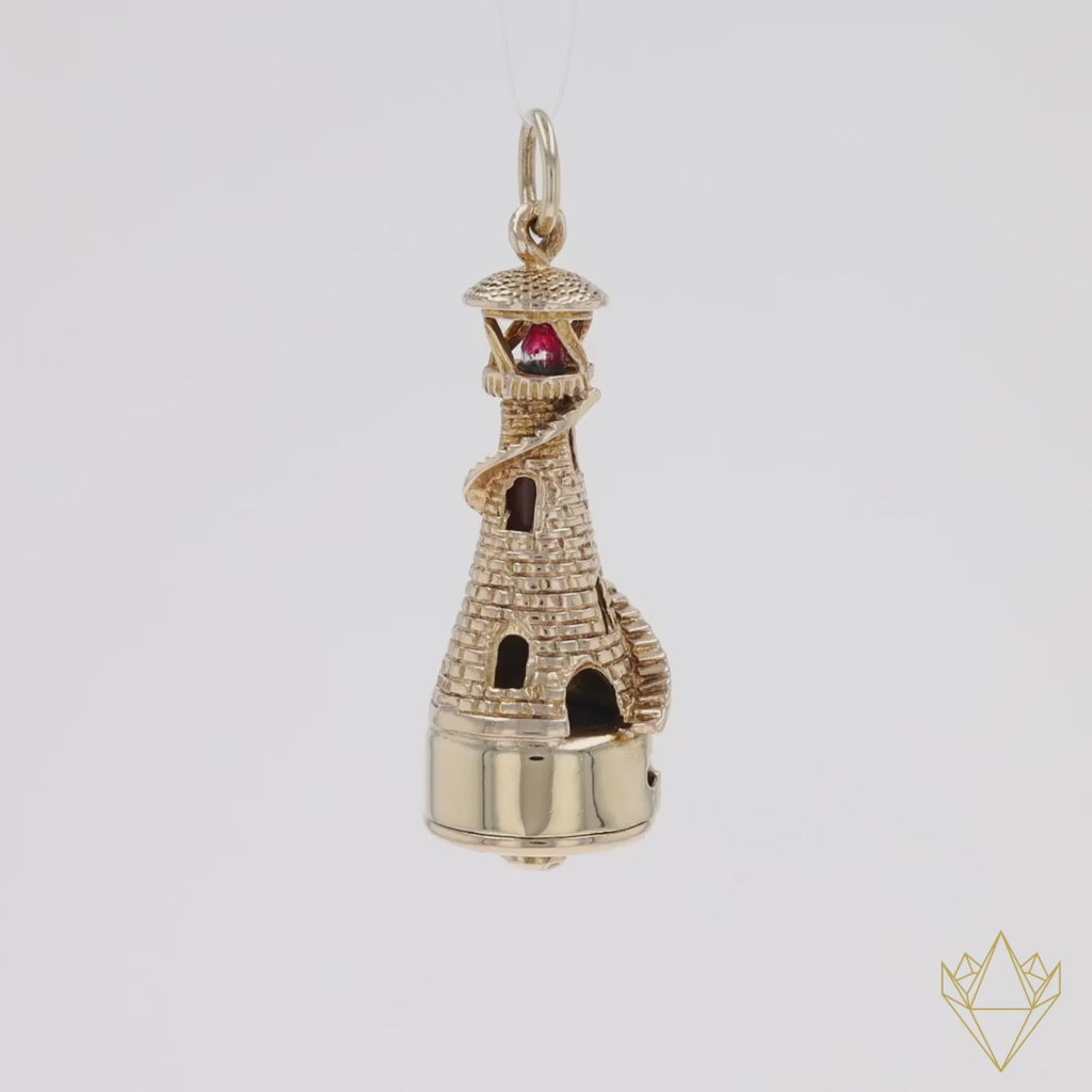 9ct Yellow Gold Lighthouse Charm