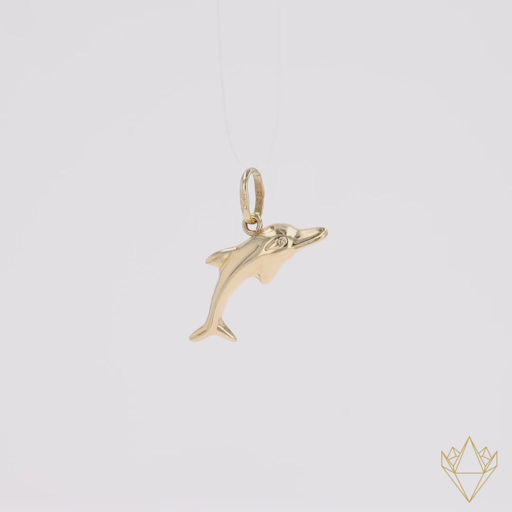 18ct Yellow Gold Dolphin Pendant - 360 Video