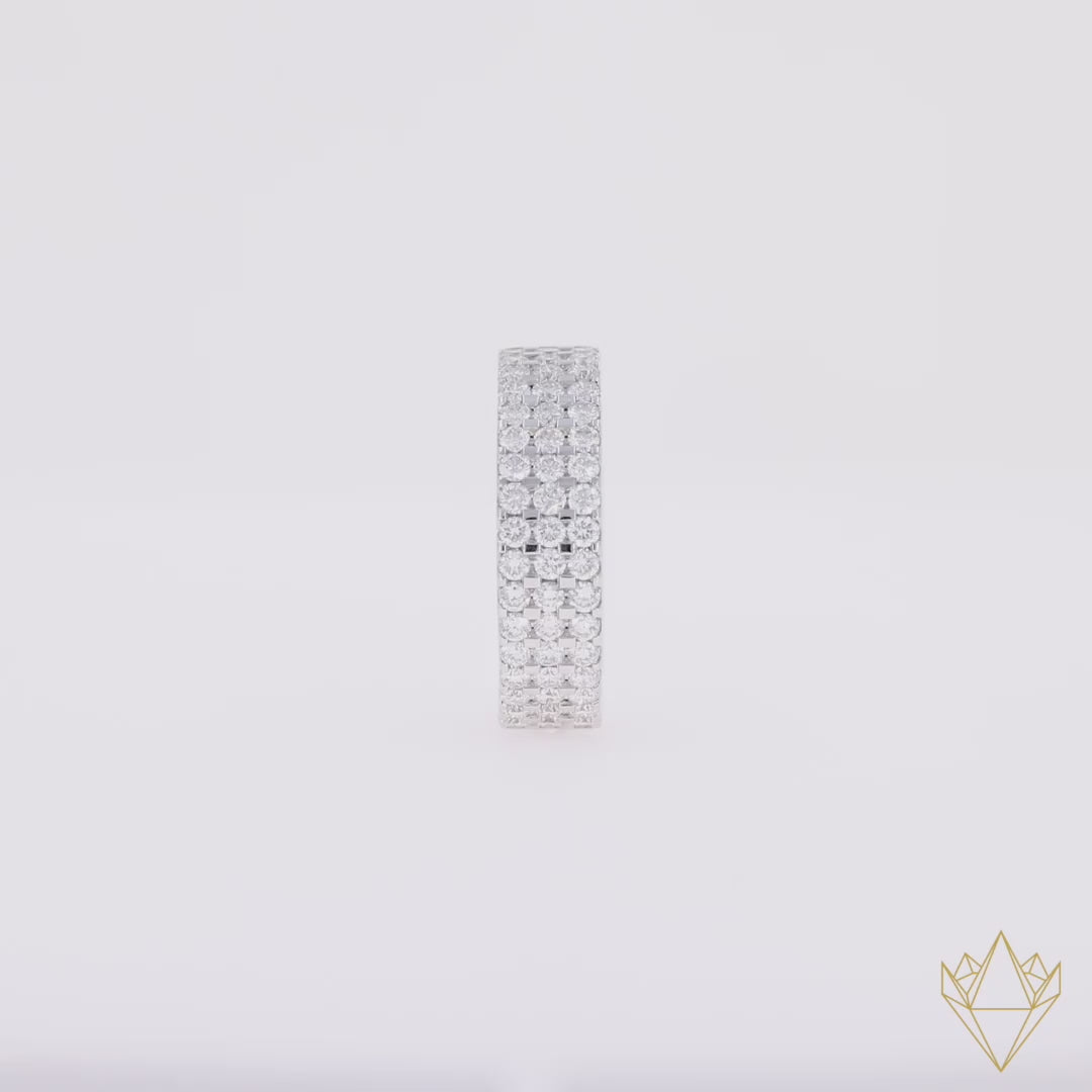 18ct White Gold Three Row Certified 1.05cts Diamond Band - 360 Video