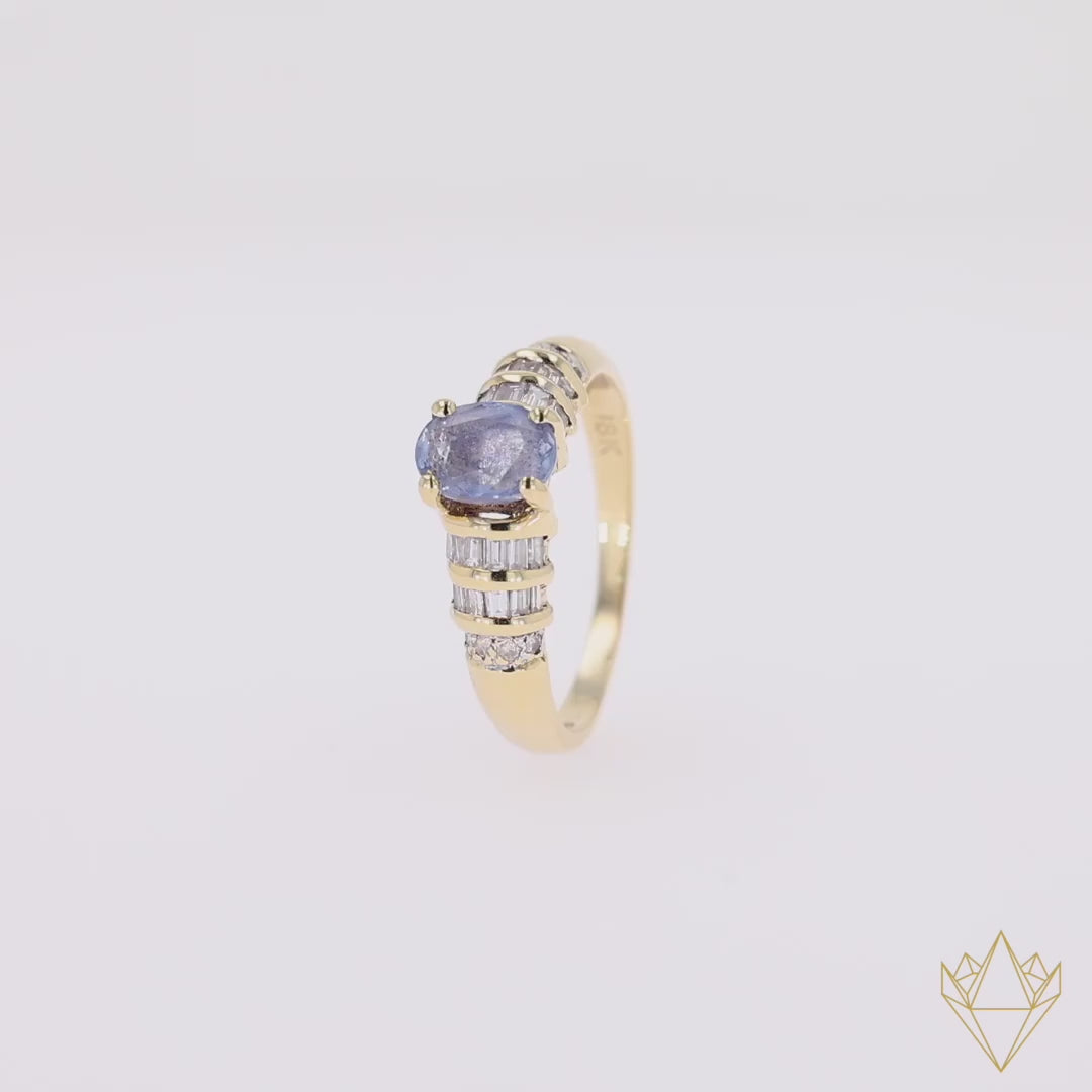 18ct Yellow Gold Sapphire & Diamond Triple Tier Ring - 360 Video