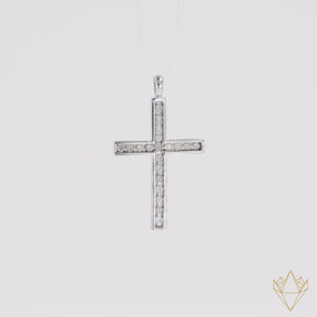 9ct White Gold Diamond Set Cross Pendant - 360 Video