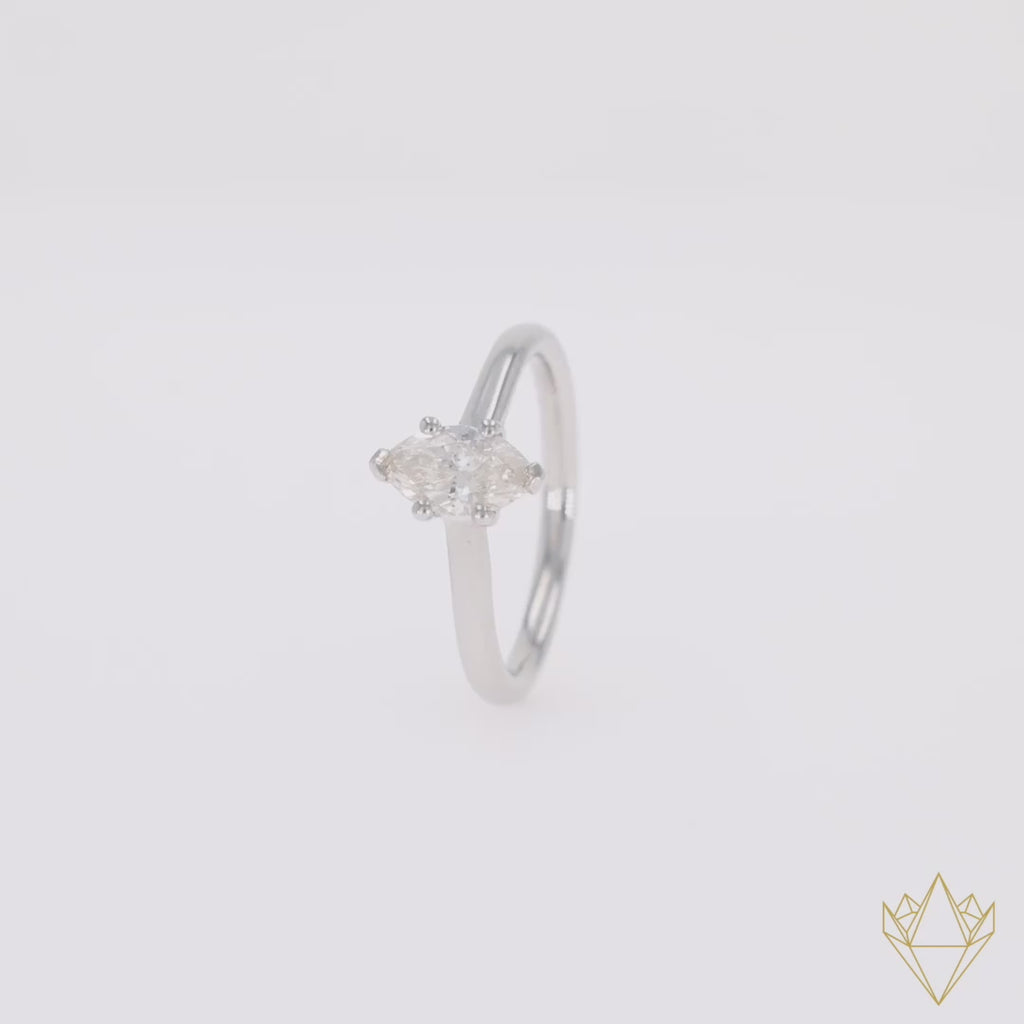 360 Video Platinum Marquise Cut Diamond Solitaire 0.92ct Ring