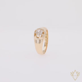 18ct Yellow Gold Old Mine Cut Diamond Set Gypsy Ring - 360 Video