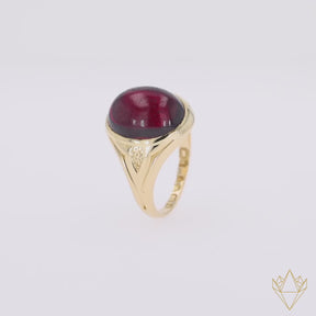 18ct Yellow Gold Antique Cabochon Garnet Victorian Signet Ring - 360 Video
