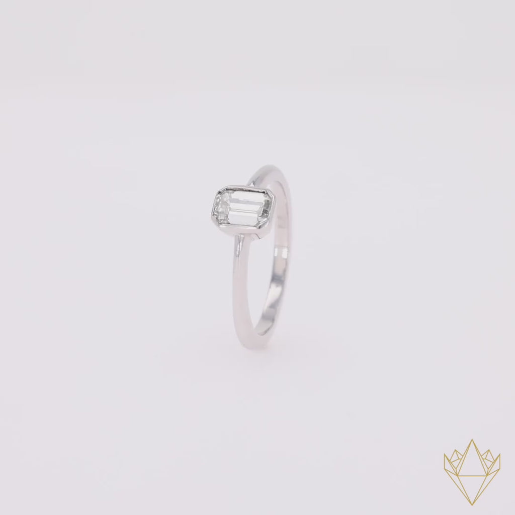 18ct White Gold Emerald Cut 0.60ct Diamond Solitaire Ring - 360 Video