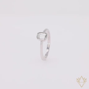 18ct White Gold Emerald Cut 0.60ct Diamond Solitaire Ring - 360 Video