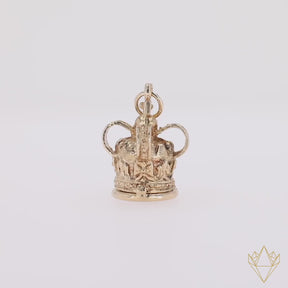 9ct Yellow Gold Crown Opening Charm - 360 Video