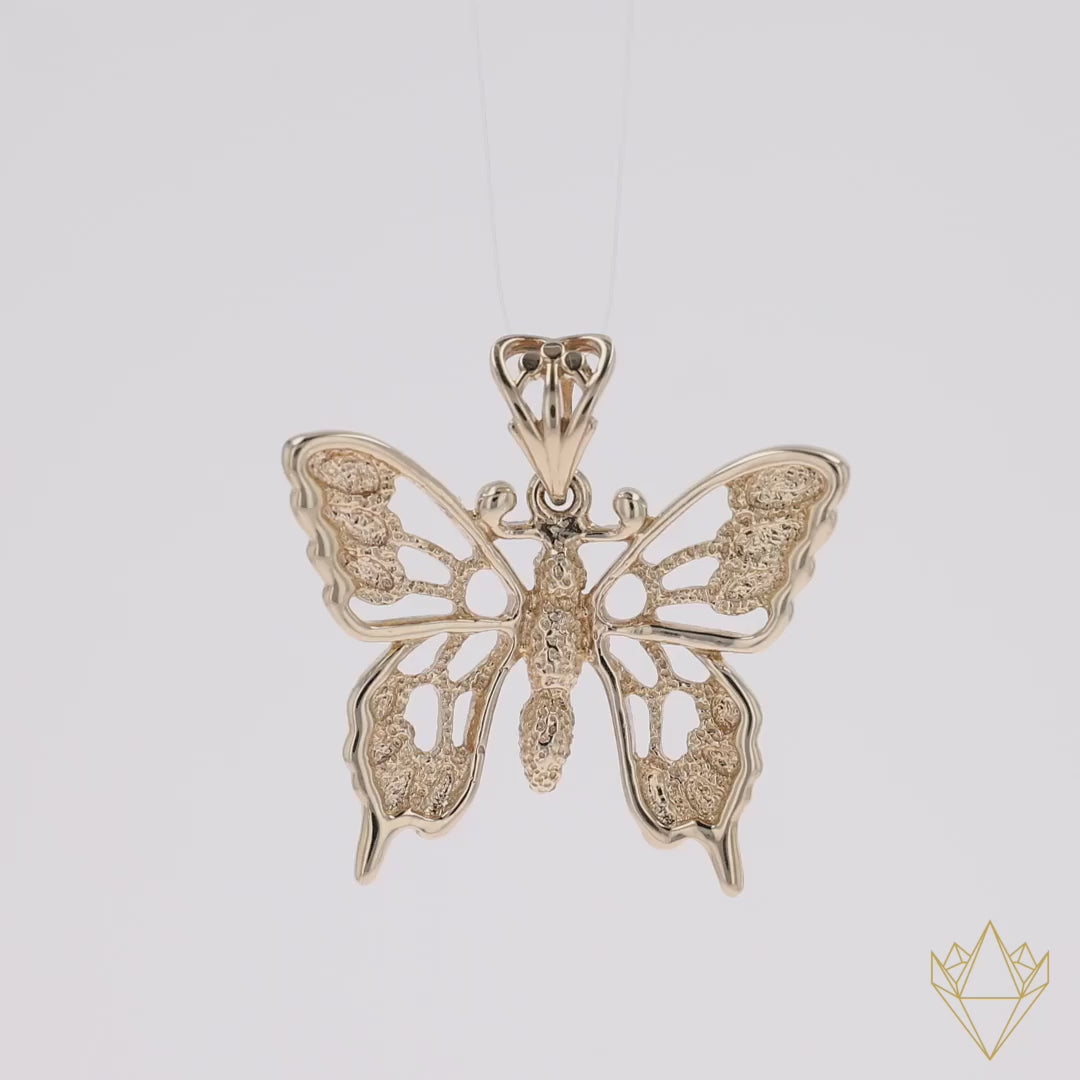 9ct Yellow Gold Butterfly Pendant - 360 Video