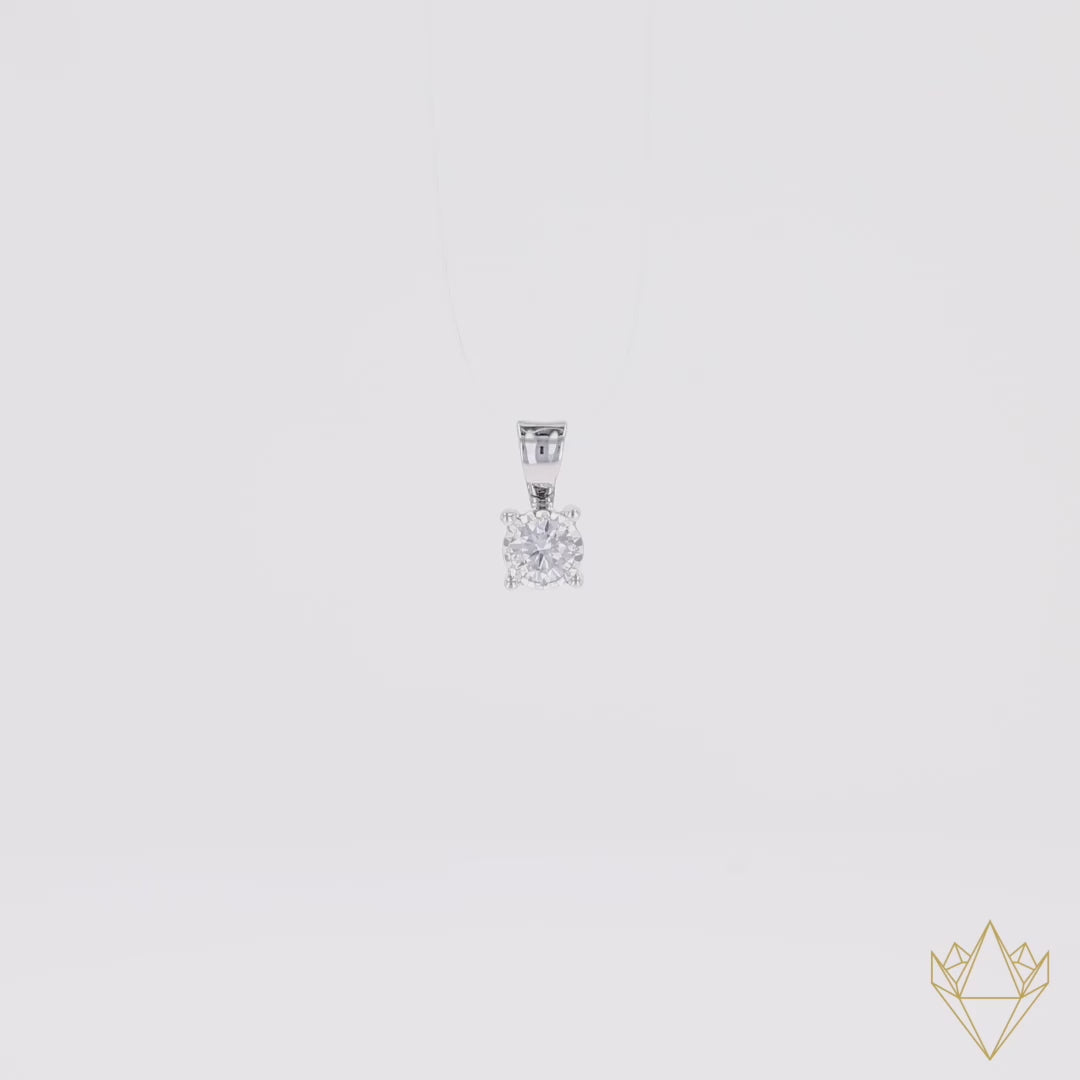 9ct White Gold Illusion Set 0.21ct Diamond Solitaire Pendant - 360 Video