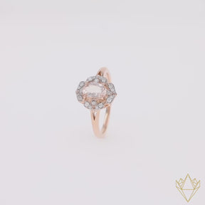 9ct Rose Gold Morganite & Diamond Cluster Ring - 360 Video