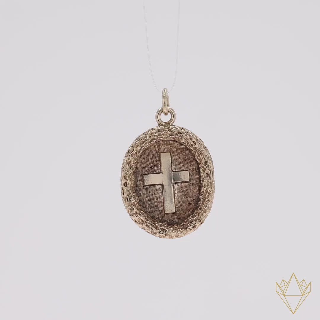 9ct Yellow Gold Oval Ornate Cross Pendant - 360 Video