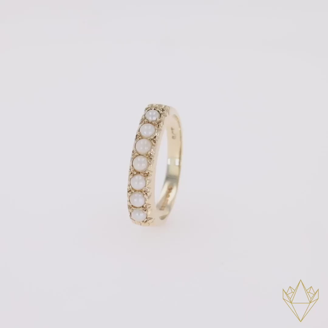 9ct Yellow Gold Cultured Pearl Seven Stone Ring - 360 Video