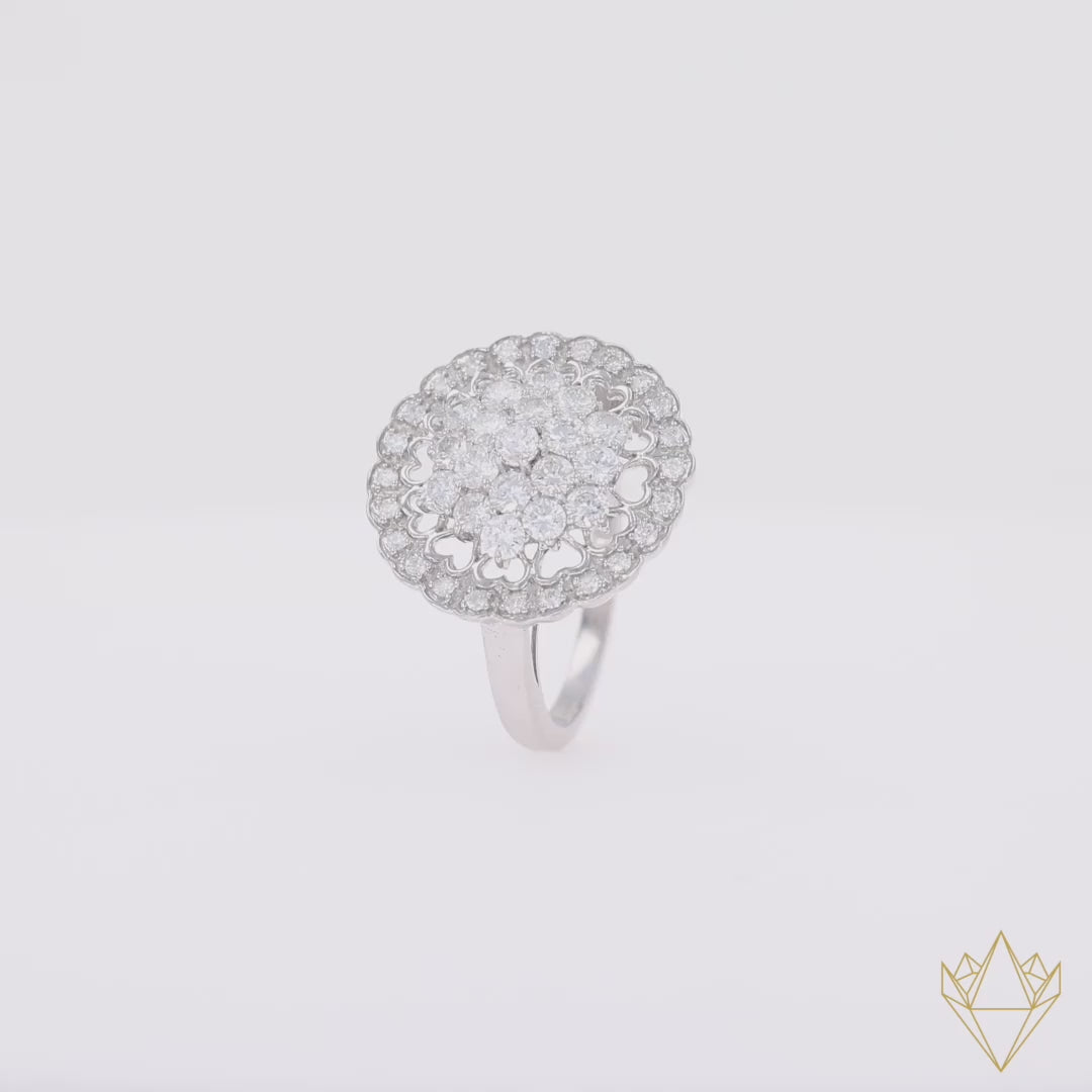 18ct White Gold Diamond Set Heart Motif Cocktail Ring - 360 Video