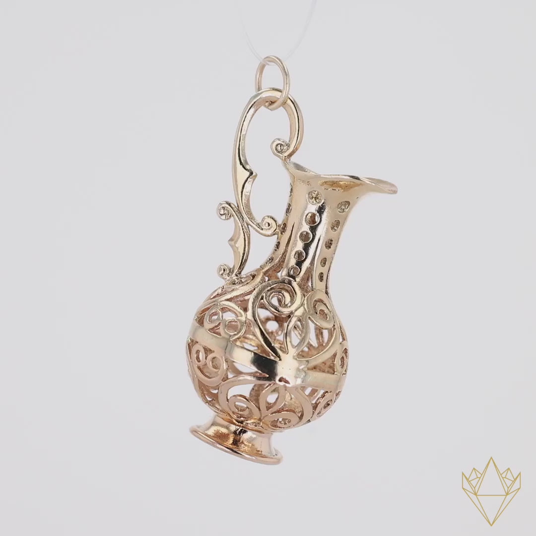 9ct Yellow Gold Scroll Jug Charm