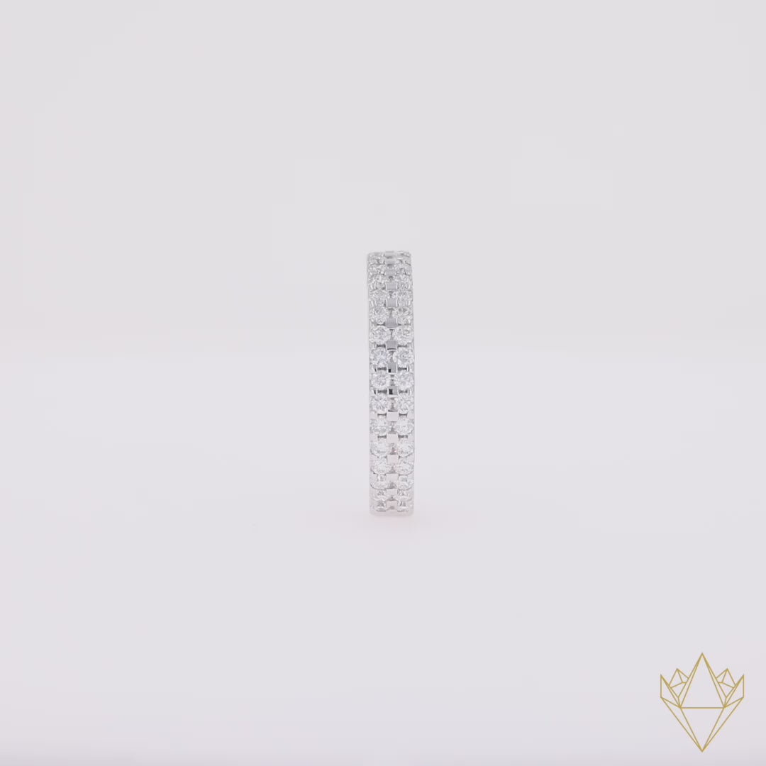 18ct White Gold Two Row Certified 0.75cts Diamond Band - 360 Video