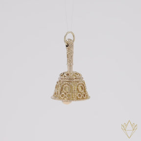 9ct Yellow Gold Ringing Bell Charm - 360 Video