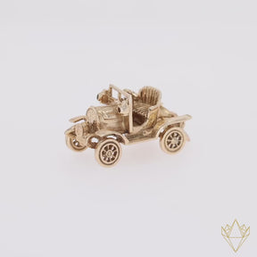 9ct Yellow Gold 1 Seat Open Tourer Car Charm - 360 Video